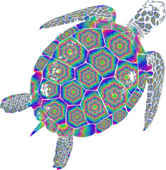 Fototapeta premium Tie Dye Pattern Bohemian Print Sea Turtle Bright Aloha Surf Turtle