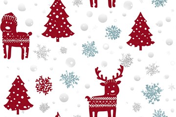 Charming Christmas pattern featuring reindeer, trees, and snowflakes