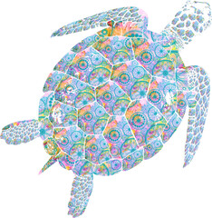 Tie Dye Pattern Bohemian Print Sea Turtle Bright Aloha Surf Turtle