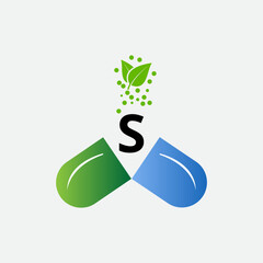 Abstract S letter modern initial medical logo design and medicine sign