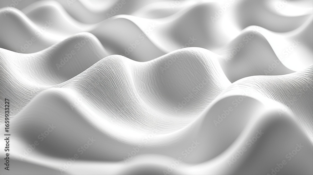Poster soft flowing waves of white create high end abstract design highlighting delicate textures interact 