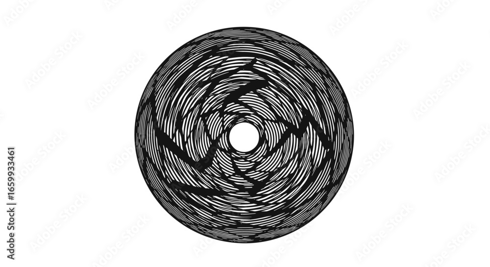 Poster circular abstract scribble pattern with radial design