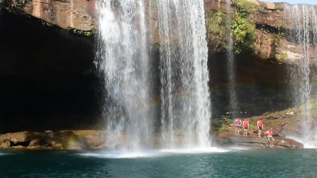Krang Shuri water falls in slow motion. 