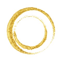 Gold glittering circle of paint golden glitter texture. Abstract gold glittering textured. gold circle frame set isolated white background