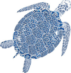 Fototapeta premium Tie Dye Pattern Bohemian Print Sea Turtle Bright Aloha Surf Turtle