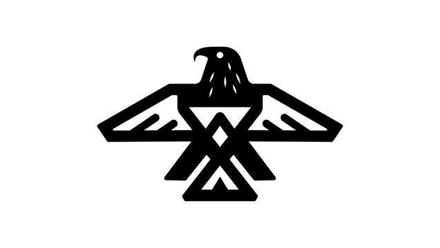 Native American Thunderbird Symbol , black isolated silhouette