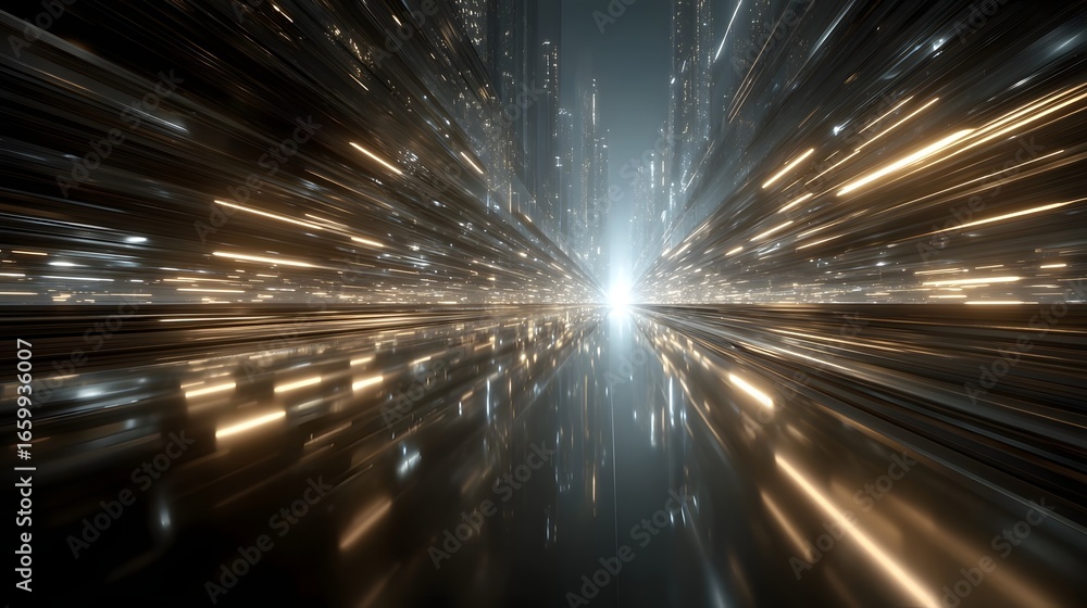 Poster a dazzling luminous tunnel filled with a dynamic high speed flow of energy and light creating a visu