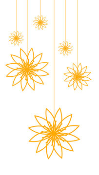 Orange floral hanging festive element for design decoration