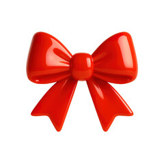 Vibrant red bow, perfect for holiday or gift imagery, Isolated on a Transparent Background. Generative AI