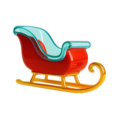 3D Rendered Santa's Christmas Sleigh, Festive and Isolated on a Transparent Background. Generative AI