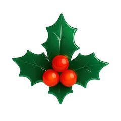 Vibrant Christmas Holly Sprig Isolated on a Transparent Background. Generative AI