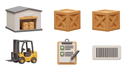 Forklift truck icon with box, delivery vector illustration, shopping cart, set of business signs