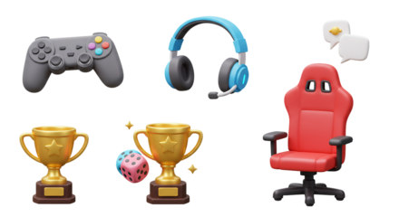 Red android character with a toy video game controller isolated on white