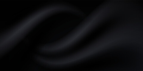 Abstract futuristic dark black background with waved design. Realistic 3d wallpaper with luxury flowing lines.