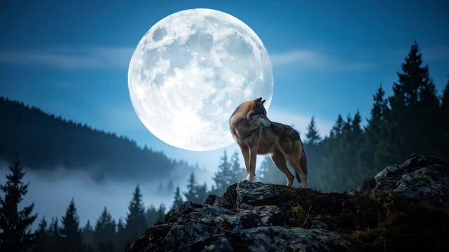 wolf howling at the moon