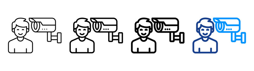 Surveillance Icon Different Style Outline Collection Set