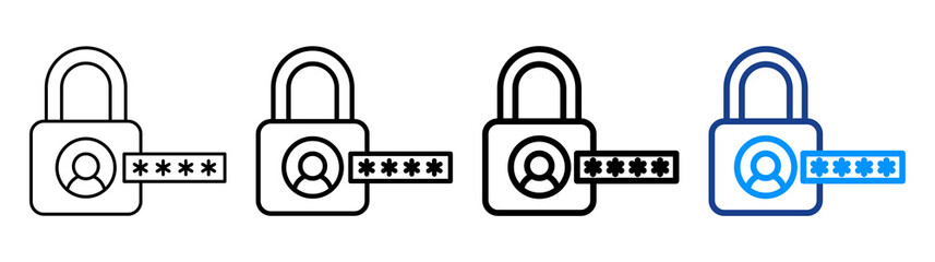 Account Password Icon Different Style Outline Collection Set