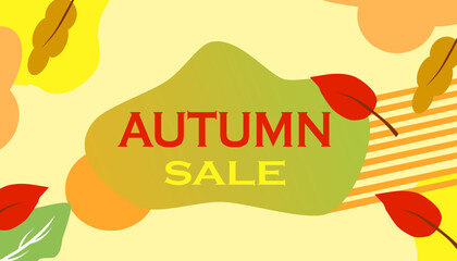 Big sale banner with colorful autumn leaves vector illustration