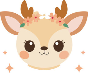 Cartoon Deer, Anime Deer, Cute and Funny Anime Deer Vector Illustration