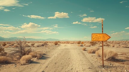 Dusty desert road leads to unknown destinations under a clear bl