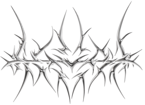 Abstract metallic futuristic 3D tribal y2k chrome shape, aesthetic cyber gothic style neotribal tattoo design