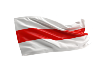 Waving flag with white and red horizontal stripes