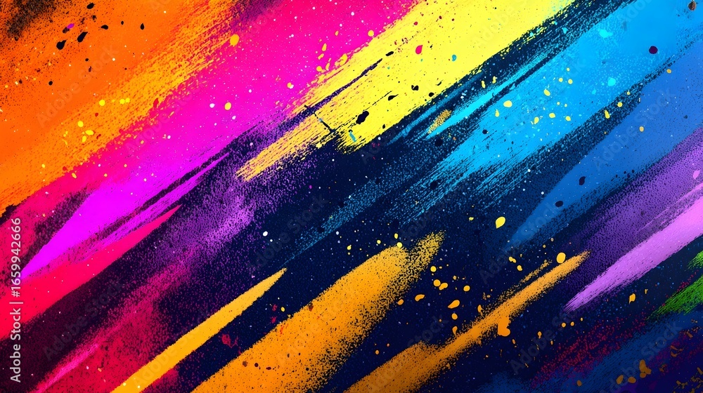 Aufkleber a dynamic and colorful abstract composition with bold paint splashes in a variety of vivid hues crea