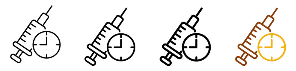 Vaccine passport icon set in modern outline style for international travel, digital health certificates, and global mobility apps, featuring multistyle stroke and full color variation set