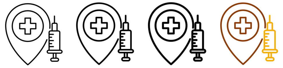 Herd immunity icon set in modern outline style for public health programs, vaccination campaigns, and disease prevention dashboards, featuring multistyle stroke and full color variation set
