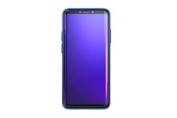 Sleek smartphone design with vibrant purple screen, glossy frame