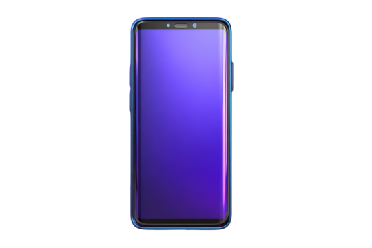 Sleek smartphone design with vibrant purple screen, glossy frame