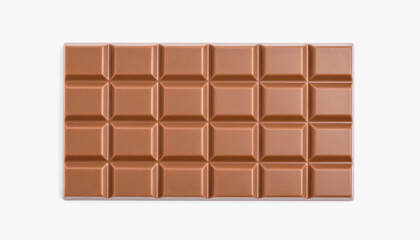 Fototapeta premium Delicious milk chocolate bar isolated on a bright white background showcasing its rich color and tempting texture