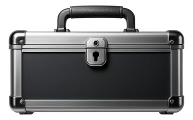 Steel tool case with a padlock hole for secure storage in an industrial setting.