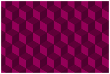 Seamless geometric pattern with 3D cubes. Pink color isometric block background vector illustration.