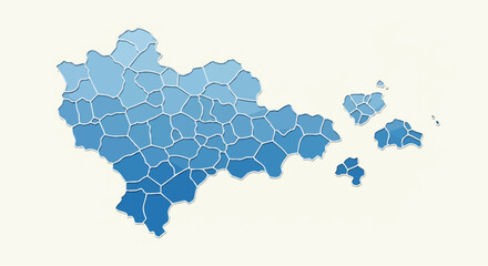 Obraz premium Stylized Blue Mosaic Map of Taiwan Island on Light Background for Creative and Educational Use Cases