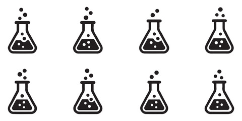 Chemical flask vector icon collection. Science icons. Vector Illustration.