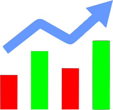 Growth icon of increase and decrease in company. vector illustration
