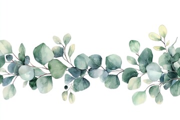 Eucalyptus decoration border illustration watercolor floral.