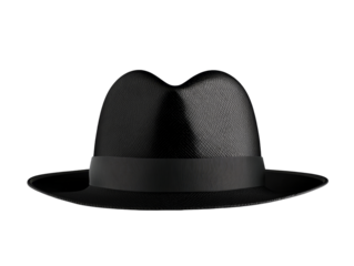 Classic black fedora hat with wide brim and black band