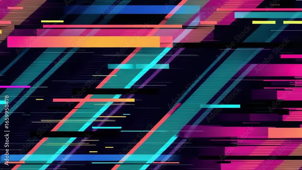 Poster futuristic glitch animation with digital lines colorful distortion abstract cyberpunk effect in 4k m