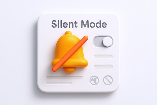 Stylized illustration of a silent mode toggle switch with a bell icon, bright colors on a clean white background.
