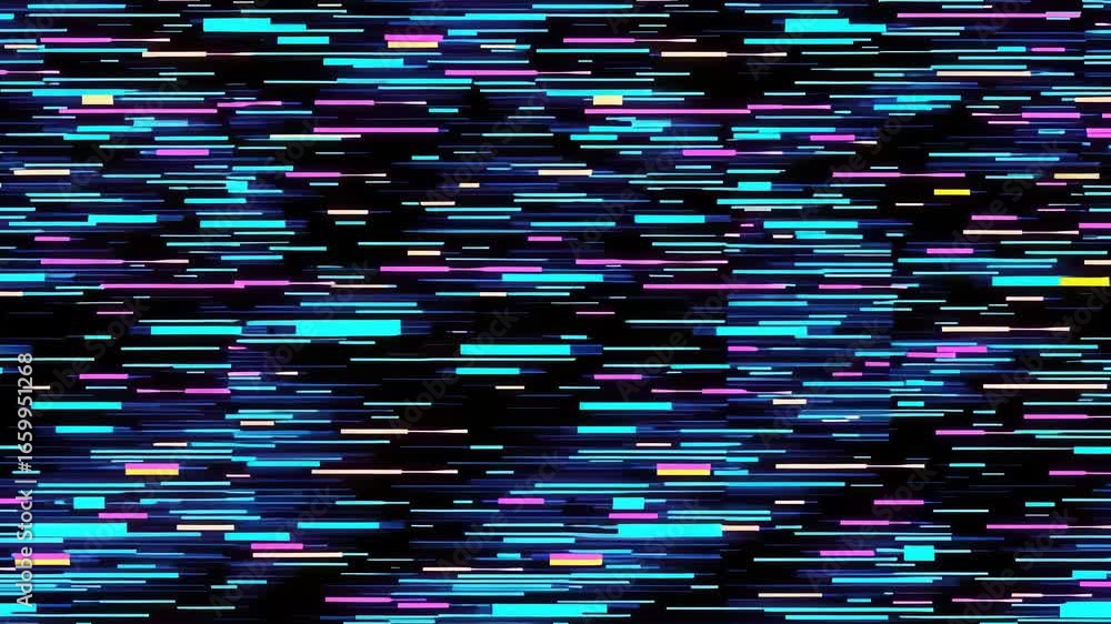 Poster futuristic glitch animation with colorful abstract pixel distortion modern cyberpunk digital screen 