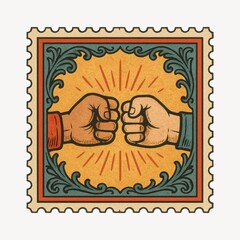 Obraz premium Retro fist bump illustration stamp