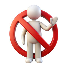 3d prohibition sign with stylized figure