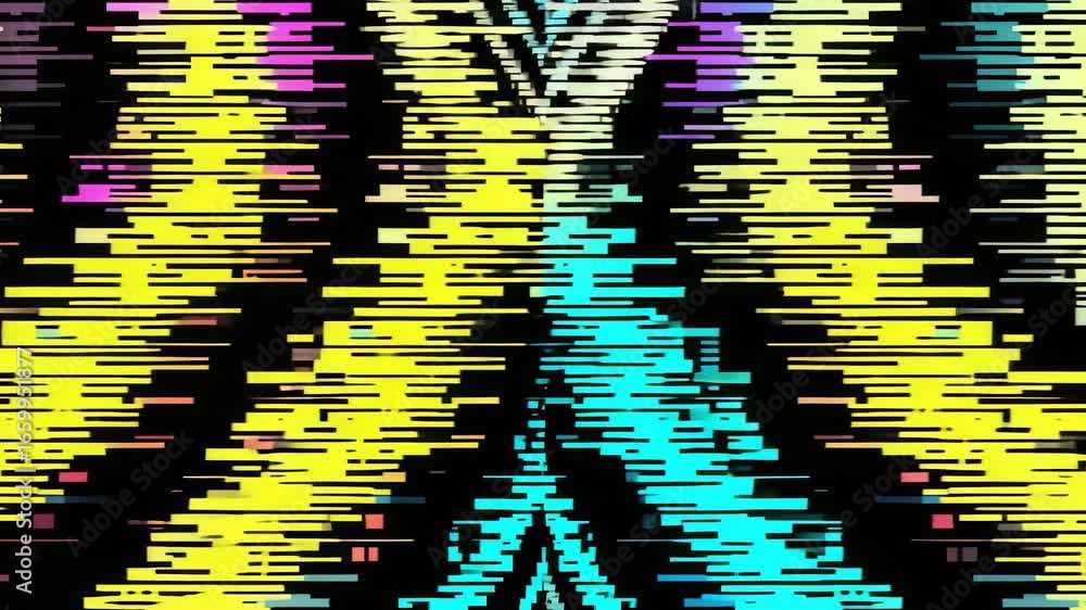 Poster psychedelic abstract animation with colorful mirrored wave distortion vibrant neon artistic design i