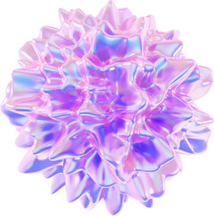 3d holographic liquid shape, pastel purple iridescent fluid abstract form, isolated clipart. Render of futuristic geometric illustration