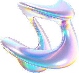 3d holographic liquid shape, pastel purple iridescent fluid abstract form, isolated clipart. Render of futuristic geometric illustration