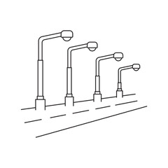 Street lamp line icon vector flat design