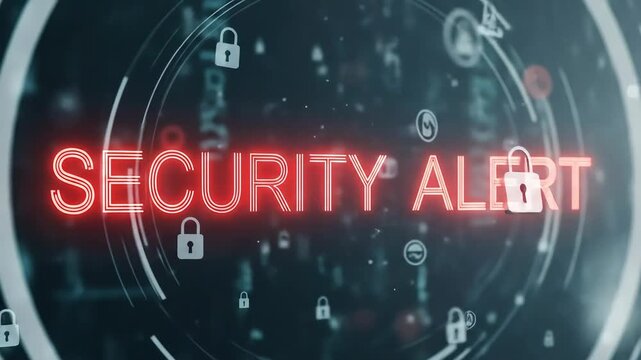 Glowing Red Security Alert Warning on Dark Digital Background