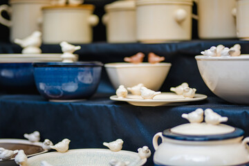 Ceramic dishes sold during Nations Fair, where masters from the national communities of Lithuania present their arts and crafts.